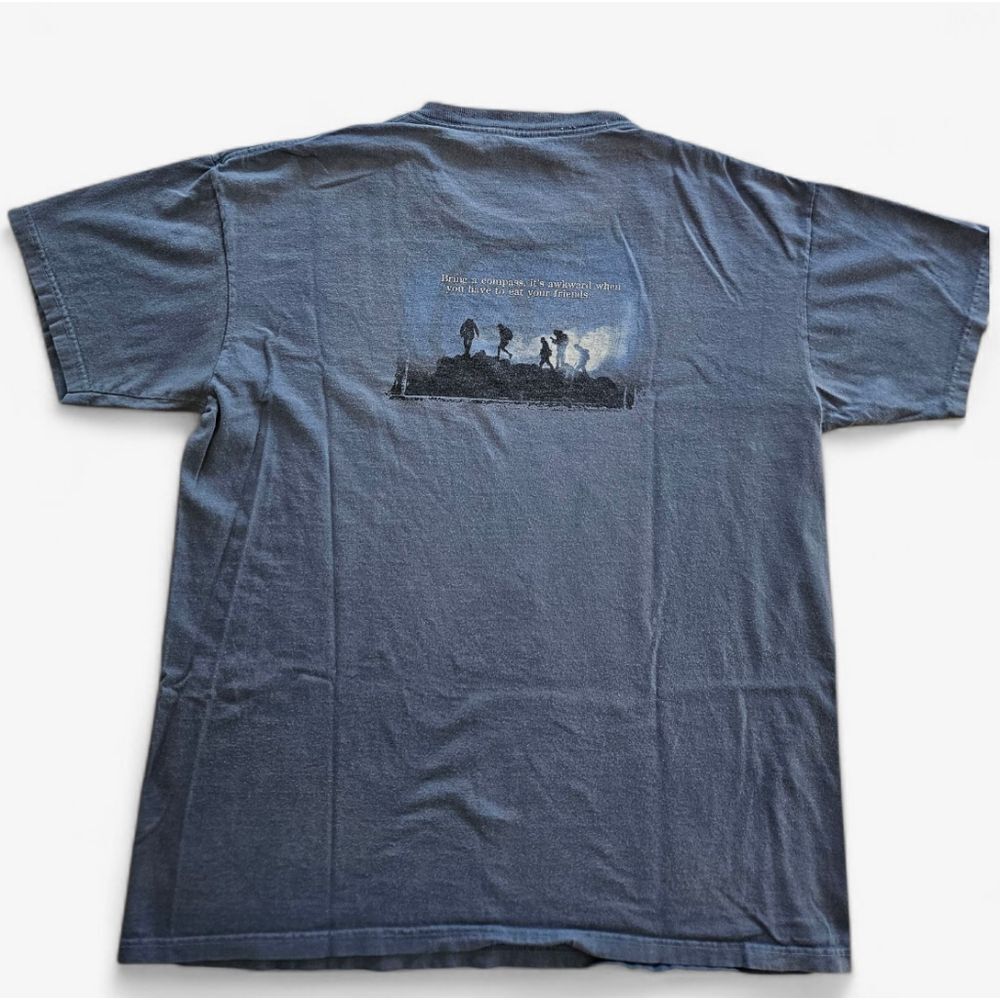Vintage Bring A Compass, It's Awkward To Eat Your Friends Funny Hiking T-Shirt L